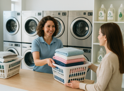 Wash and fold near me – professional laundry service with neatly folded clothes, eco-friendly detergents, and reliable customer care in New York.